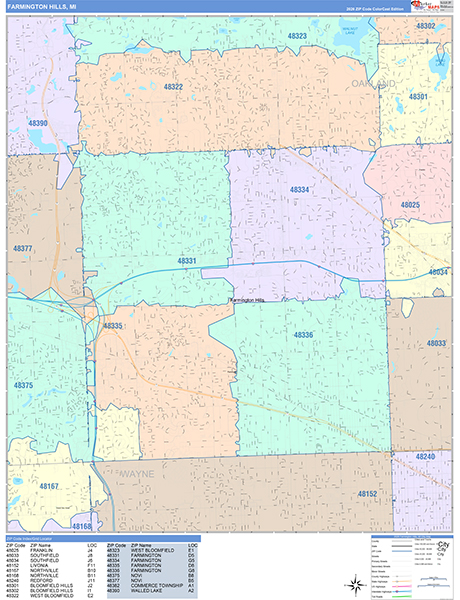 Farmington Hills Wall Map